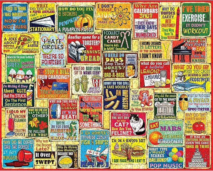 White Mountain 1000 Piece Jigsaw Puzzle Fathers Day Humor Collage Puzzles with Large Pieces Gift for Adults and Family 24"x30" - Dad Jokes