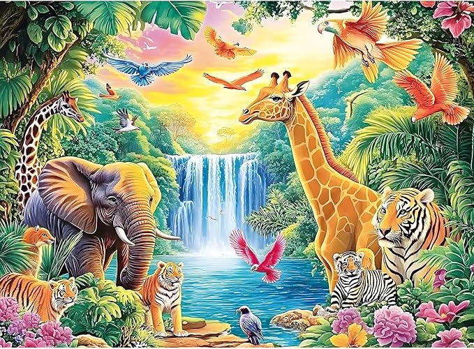 500 Piece Puzzle for Adults, Rainforest Animals Jigsaw Puzzle, Challenging Nature Puzzle Game, Recycled Cardboard, Home Wall Art Decor, Birthday Gift for Teens, Adults, Seniors – 20.5 x 15 Inch