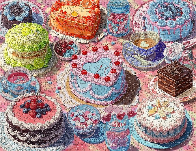Springbok Vintage Cakes 500 Piece Jigsaw Puzzle for Adults - Poster Now Included - Valentines Heart Puzzle - Unique Cut Pieces - Made in USA