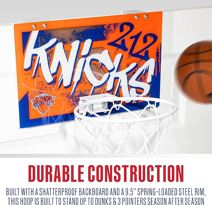Franklin Sports NBA Team Over the Door Basketball Hoops - Kids Indoor Mini Basketball Hoop + Ball Set - NBA Fan Mini Hoops