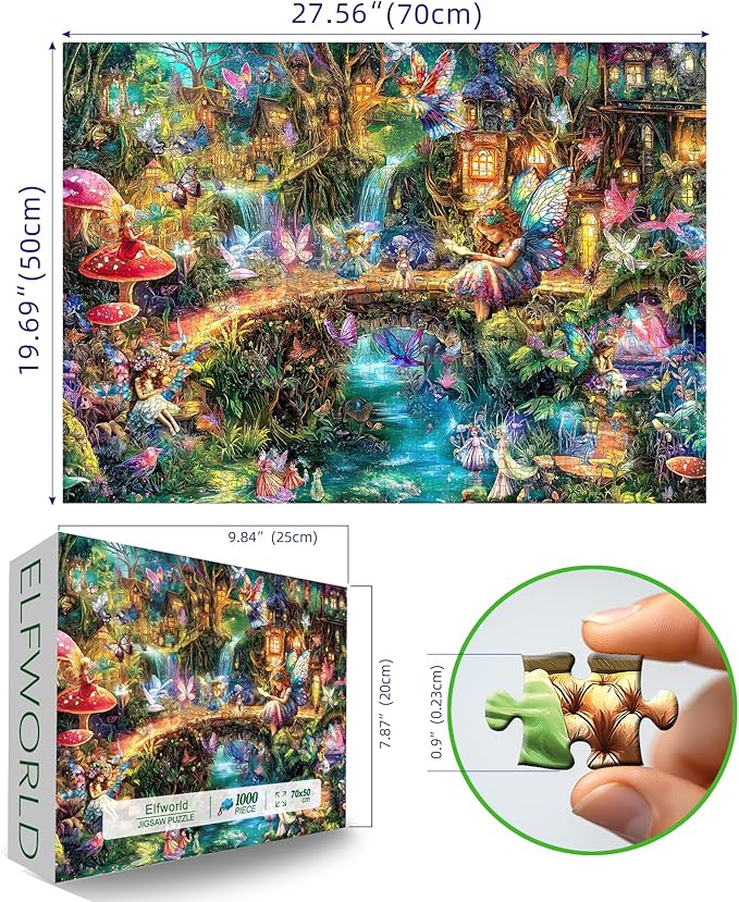 Blueforest 1000 Piece Puzzle for Adults - Magical Fairy Forest Fantasy Art, 27.5x19.7 Inches Premium Jigsaw Puzzle for Game Nights Relaxation & Home Decor