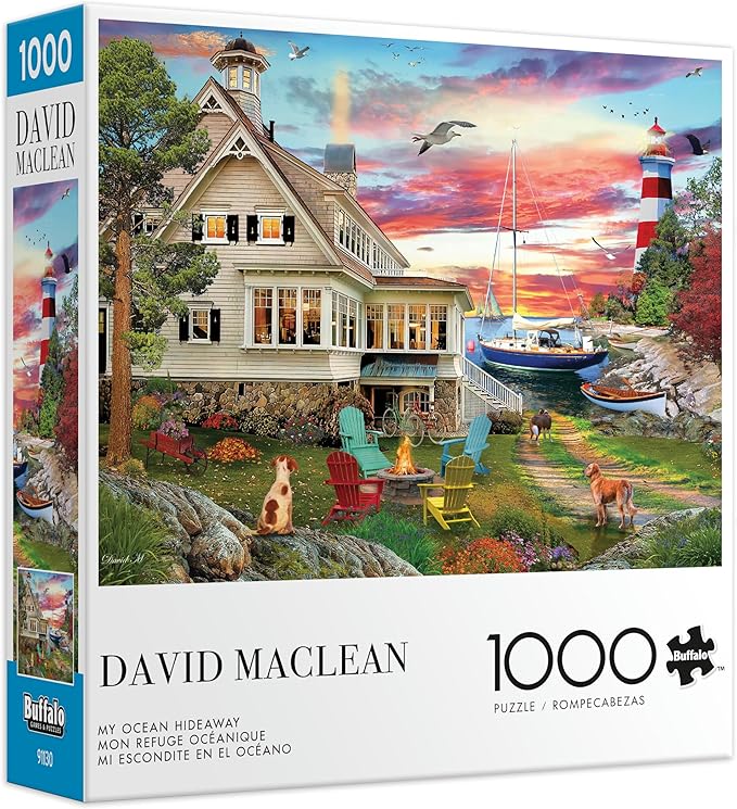 Buffalo Games – 1000 Piece David Maclean My Ocean Hideaway Jigsaw Puzzle Colorful Puzzle for Adults – Precision-Cut Pieces, Beautiful Artwork, and Hours of Relaxing Fun