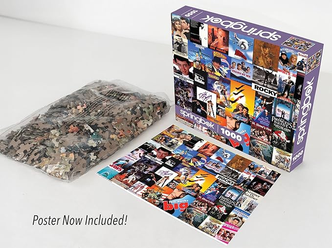 Springbok Going to The Movies 1000 Piece Jigsaw Puzzle for Adults Features a Photo Collage of Posters from Some of America's Favorite Films