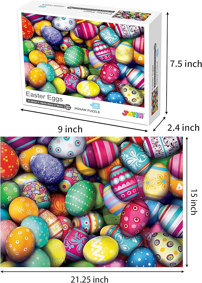 JOYIN 300 Large Piece Jigsaw Puzzle (21.25 x 15 inches) Eggcellent for Easter Party Favors Plush Easter Basket for Baby, Toddler & Kids of All Ages