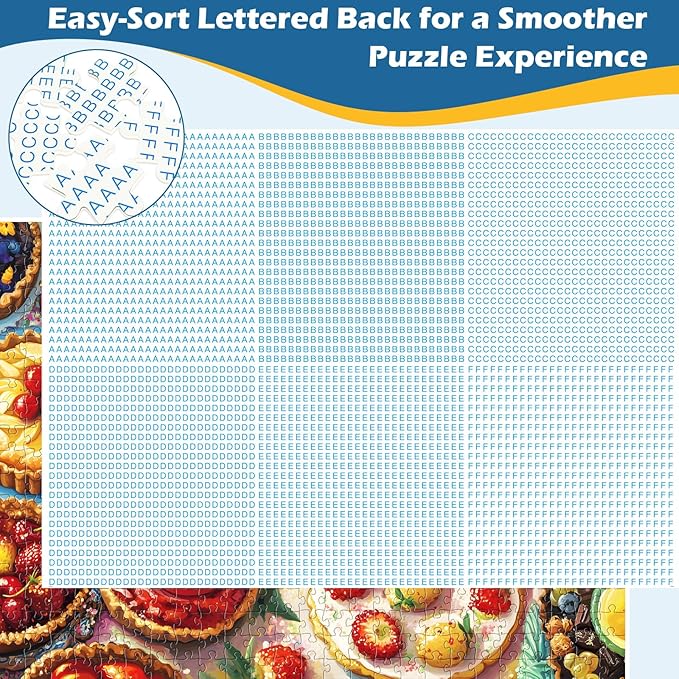2 Pack 500 Pieces Puzzle for Adults,Bookstore Jigsaw Puzzles 500 Pieces Delicious Pie Dessert Puzzles for Adults 500 Piece Colorful Premium Cardboard Puzzle Family Activity Gift 20.5x15 in