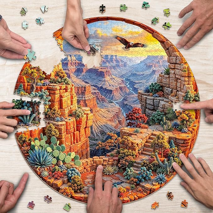 National Parks Puzzles for Adults 1000 Pieces, Round Nature Jigsaw Puzzles 1000 Pieces, Impossible Difficult Hard Challenging Puzzles for Adults, Art Puzzle for Home Decor (26.5 * 26.5in)
