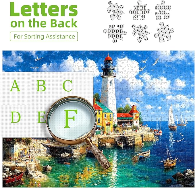 Colorful Coastal Lighthouse 1000 Piece Puzzle for Adults, Fun Puzzles for Adults 1000 Pieces with HD Print & Poster, 27.5 * 19.7 in Dust Free, for Gifts Halloween Christmas Family Games Lovers