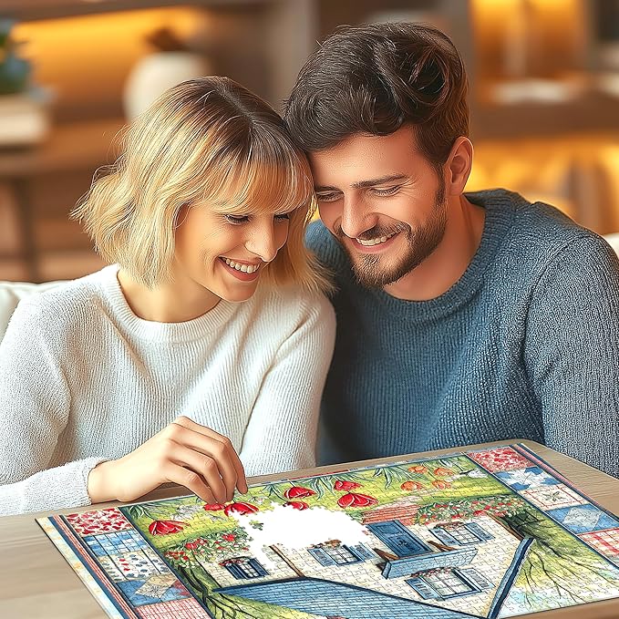 Cottage Bloom 500 Piece Jigsaw Puzzle for Adults, Cozy Country House Garden Scene with Tulips, 20 x 20 Inches for Relaxing & Decor