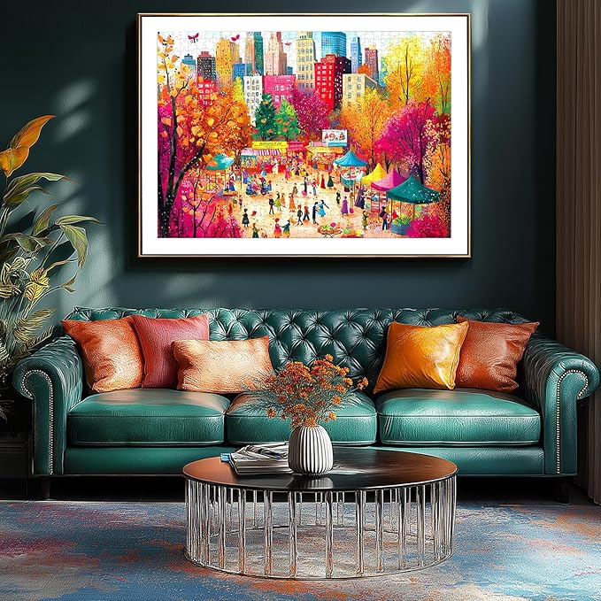 Puzzles for Adults 1000 Pieces, Autumn Market Impossible Hard Difficult Challenging Puzzles for Adults, Street View Jigsaw Puzzle for Family Games Gift, 27.5 x 19.7 inch