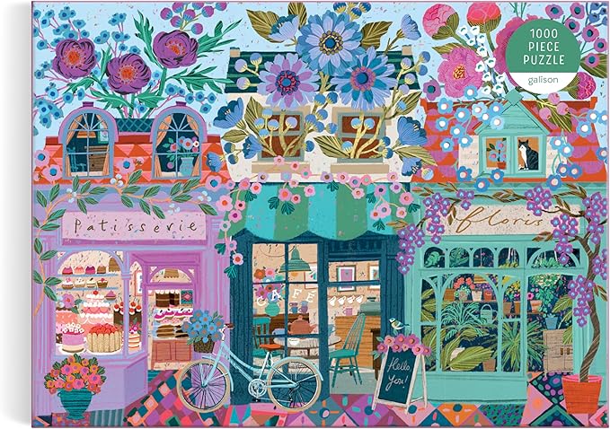 Galison Open for Blossoms – 1000 Piece Jigsaw Puzzle Featuring Beautiful Artwork of A Storefront Adorned with Blossoming Florals