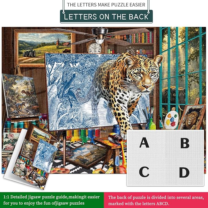 Jigsaw Puzzles for Adults 1000 Pieces, Interlock Perfectly No Dust, Impossible Difficult Hard Fun 1000 Piece Jigsaw Puzzles for Adults-1:1 Poster-Mighty Leopard