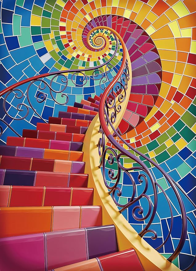 Jigsaw Puzzles for Adults 1000 Pieces, Vibrant Colorful Difficult Challenging Unique Puzzle for Game Night Family Home Decor, 20x27 Inches, Rainbow Ladder