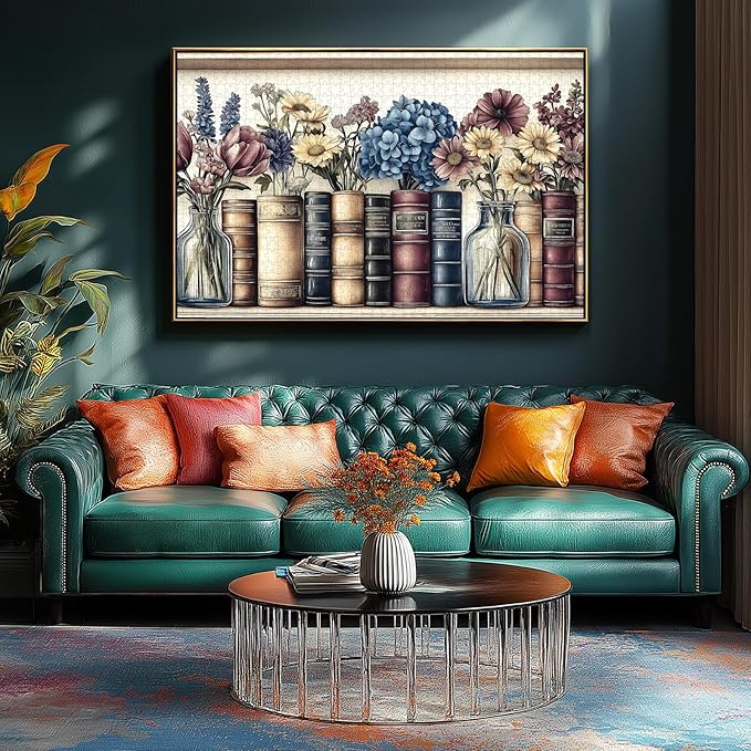 500 Piece Puzzles for Adults, Wildflower Vintage Book Collection and Flowers Jigsaw Puzzle for Adults, Family, Decoration, Party Game, Finished Size 23" x 15"