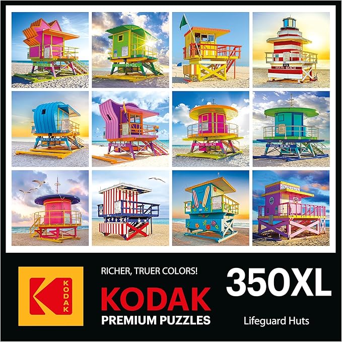 RoseArt - Kodak Premium - Lifeguard Huts - 350 Piece Jigsaw Puzzle for Adults