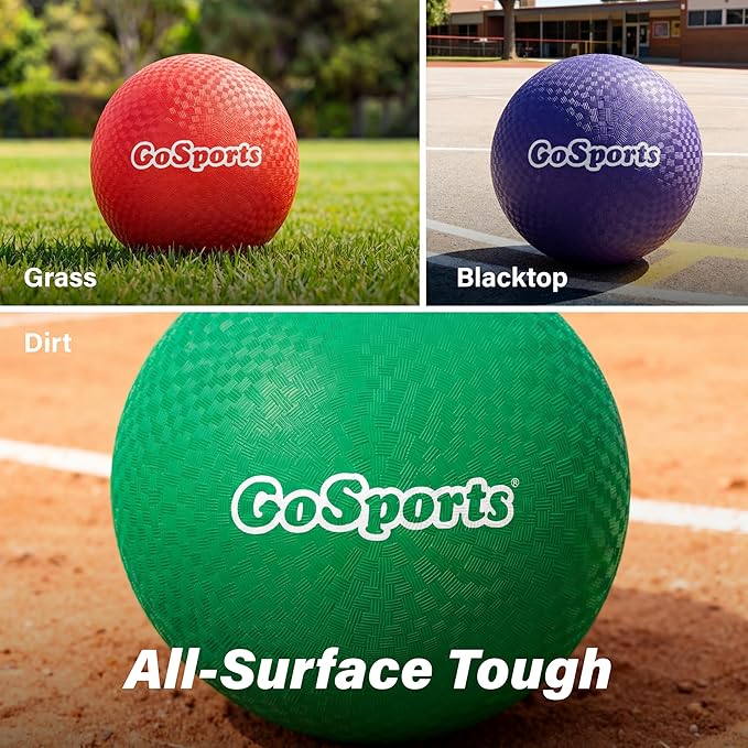 GoSports Playground Balls for Kids - Choose 8.5” or 10” Sizes - Heavy Duty Set of 6 with Carry Bag and Ball Pump