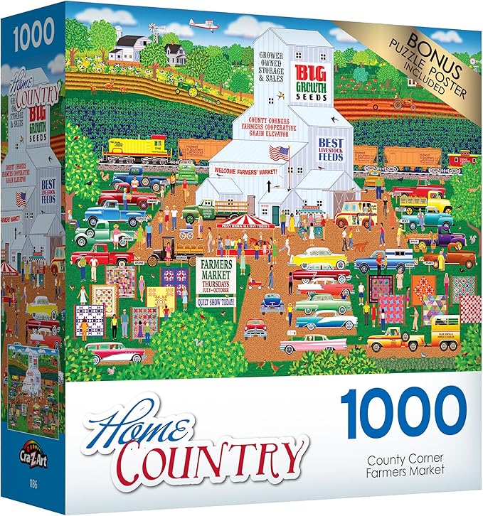RoseArt - Home Country - County Corner Farmer's Market 1000 Piece Jigsaw Puzzle for Adults