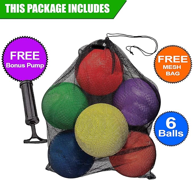 Playground Balls 8.5 Inch, Kickball Dodgeball for Kids and Adults - Bouncing Dodge Ball, Handball, Square Game for Outdoor & Indoor + Free Pump & Mesh Bag