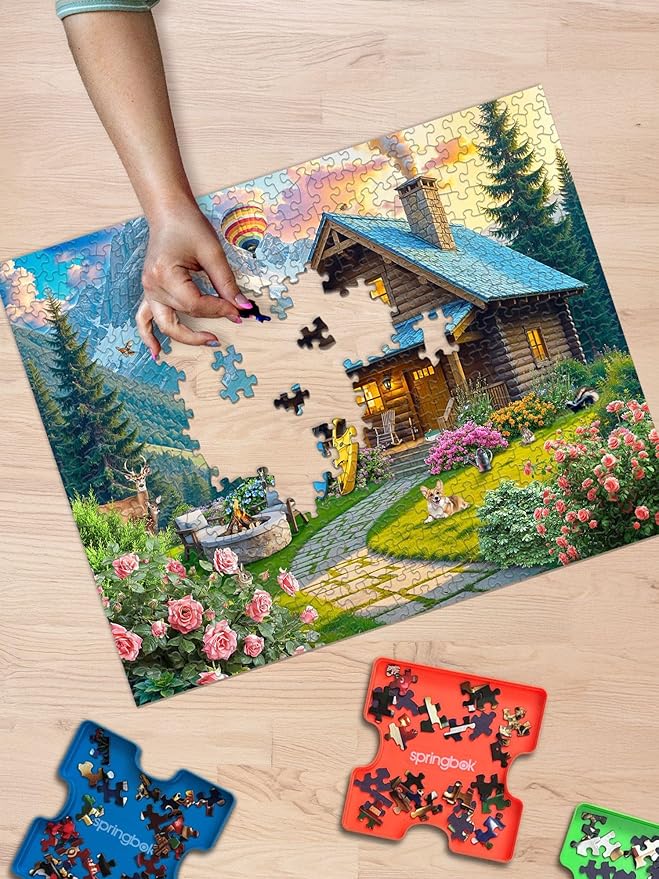 Springbok Mountain Cabin Retreat 500 Piece Jigsaw Puzzle for Adults – Poster Now Included - Scenic Nature – Unique Cut Pieces – Made in USA
