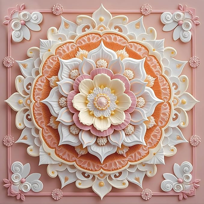 Puzzle for Adults 1024 Pieces, Pastel Floral Mandala Puzzle, Challening Impossible Difficult Hard Fun 1024 Pieces Jigsaw Puzzles for Adults