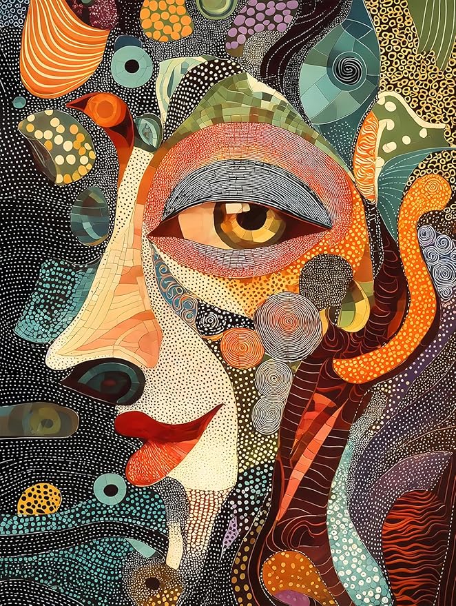Puzzles for Adults 1000 Pieces: Mysterious Face - Fun Art Jigsaw Puzzles, 6 Colors on Back, Matte Finish, Pieces Fit Together Perfectly, Puzzle Size 26.6x19.2