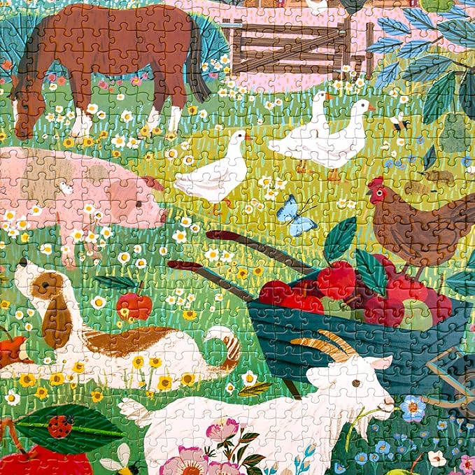 eeBoo 1000 Piece Puzzle - English Pastures Jigsaw Puzzle for Adults, Square 23" x 23" Made with Recycled Board & Vegetable-Based Ink