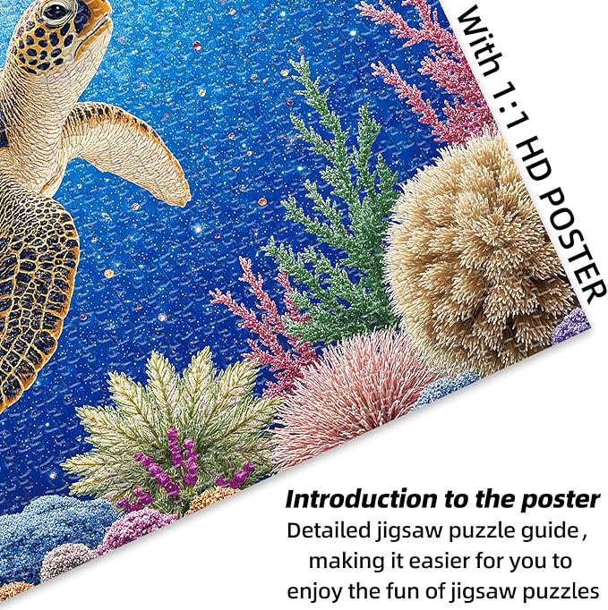 Jigsaw Puzzles 1000 Pieces for Adults, 1000 Piece Sea Turtle Jigsaw Puzzle for Adults, Challenging Ocean World Marine Art Puzzle, Unique Gift for Puzzle Lovers