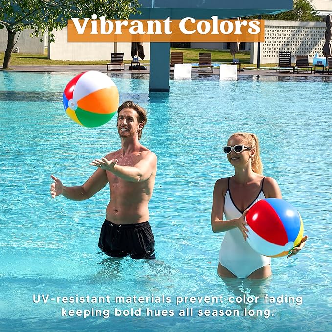 JOYIN 2-Pack 20" Beach Balls - Pool Toys Large Inflatable Beach Ball Swimming Pool Water Games, Classic Rainbow Color Beachball Luau Birthday Decorations Party Supplies Party Favors Gifts