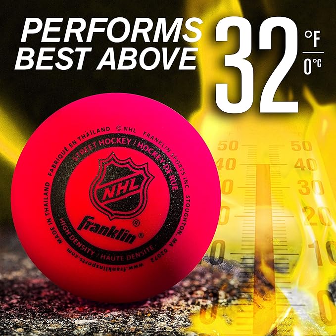 Franklin Sports NHL Street Hockey Balls - No Bounce Outdoor Street + Roller Hockey Balls - Official Size for Youth + Adult Street Hockey - Assorted Colors - 1, 2, 3, and 15 Bulk Packs