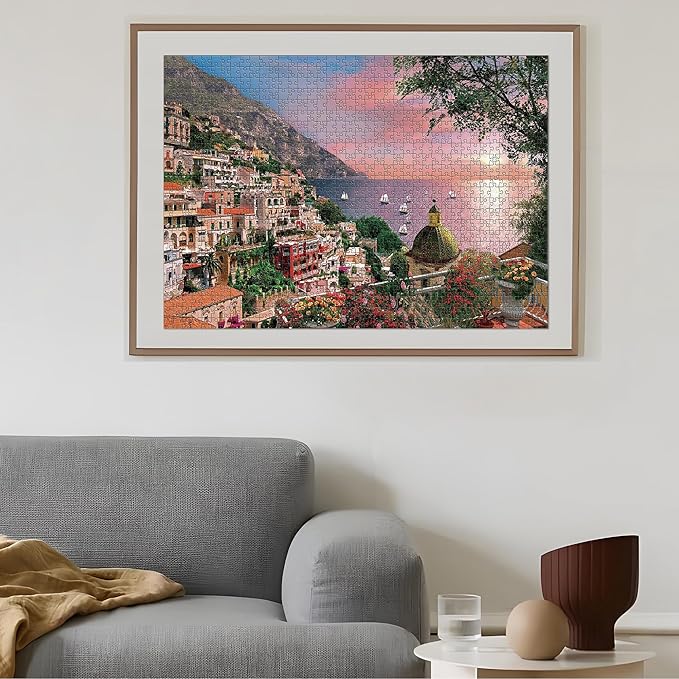 1000 Piece Jigsaw Puzzles for Adults Teens Kids - Fine Art Challenging, ‌Positano Amalfi Coast 1000Pcs Puzzle, Family Game Gift, Size 27"x20"
