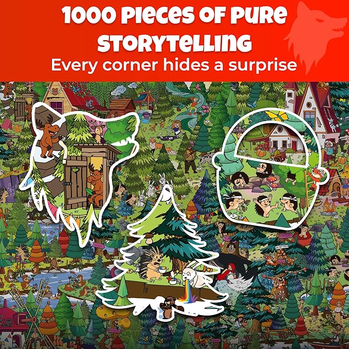 QUOKKA 1000 Piece Jigsaw Puzzle for Adults Red Riding Hood – Puzzles for Adults 1000 Pieces Premium Box Packaging - Extra Fun Hidden Secrets & Audio Story – Perfect Relaxation Creativity Gift