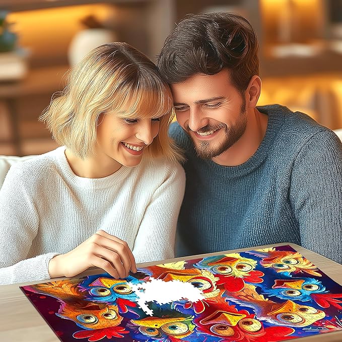 500 Piece Jigsaw Puzzle for Adults, Colorful Cartoon Chickens with Fireworks Design, Vibrant Family Puzzle Game, Fireworks Night Scene Art for Stress Relief
