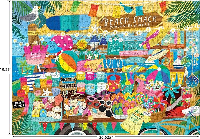 RoseArt - Seek & Find - Beach Souvenir Shop - 1000 Piece Jigsaw Puzzle for Adults, Hidden Object Puzzle, Coastal Gift Shop Scene, Premium Puzzle with Bonus Poster