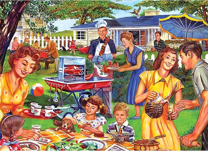 RoseArt - Back to The Past - Backyard BBQ - 750 Piece Jigsaw Puzzle for Adults