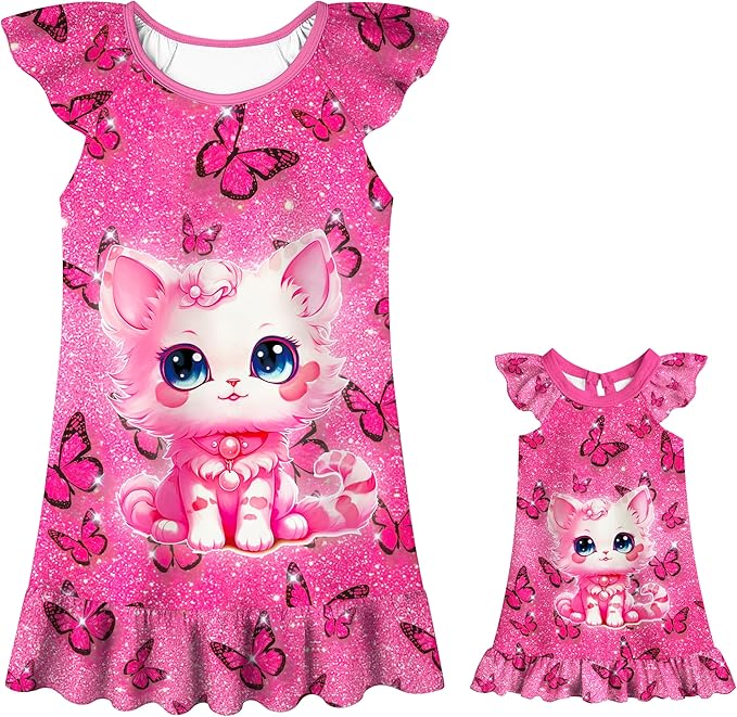 LQSZ Doll and Girl Matching Nightgown Outfit Pajamas Nightie Nightgown for Girls and Dolls Clothes
