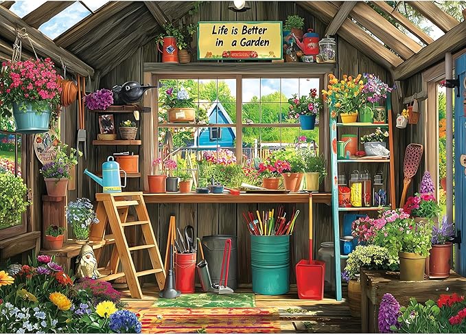 Puzzles for Adults 1000 Pieces, Charming Potting Shed - Garden Shed Jigsaw Puzzle for Family Decoration, Gifts, Party Game, Finished Size 27.5" x 19.7"