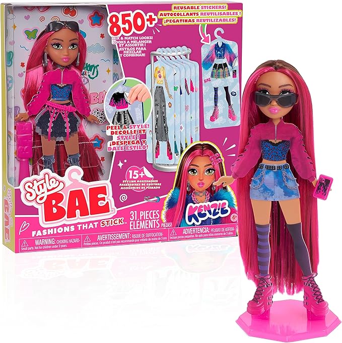 Just Play Style Bae Kenzie 10-Inch Fashion Doll and Accessories, 28-Pieces, Kids Toys for Ages 4 Up