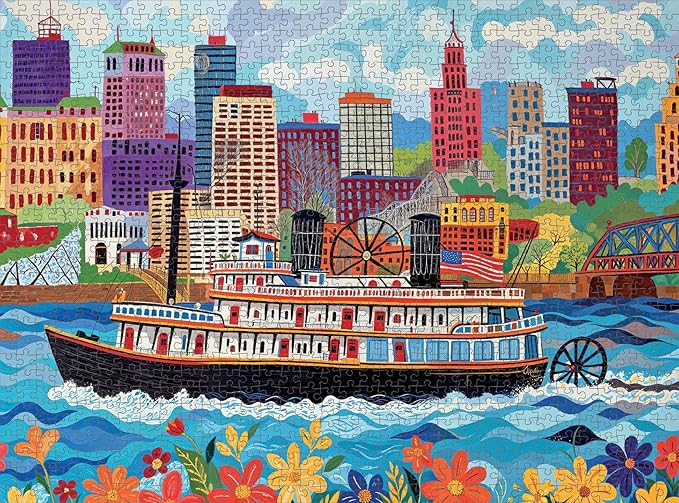 Cross & Glory - Queen City Paddle Wheel Adventure - 1000 Piece Jigsaw Puzzle for Adults | Whimsical| Premium Quality | Vibrant Design | Satin Finish | 20 x 27 Inches