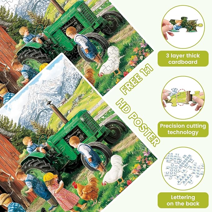 2-Pack 300 Pieces Puzzles for Adults, Friendship Farm Puzzles 300 Pieces, Warmth Childhood Scene Jigsaw Puzzles, Countryside Jigsaw Puzzle Challenging Game Home Decor Birthday Party Gift 20.5 X 15 in