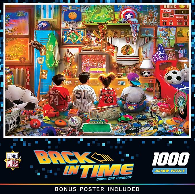 MasterPieces 1000 Piece Jigsaw Puzzle for Adults - 90's Sports Fan Dream Room - American Puzzle 19.25"x26.75" - Nostalgic Game Day Hangout