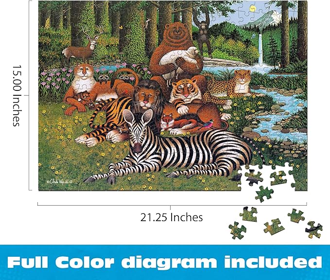 Buffalo Games – 300 Charles Wysocki: Chumbuddies Oversized Piece Jigsaw Puzzle Larger Shapes - Great for Adults, Seniors, Family, Kids, Easy to Grip