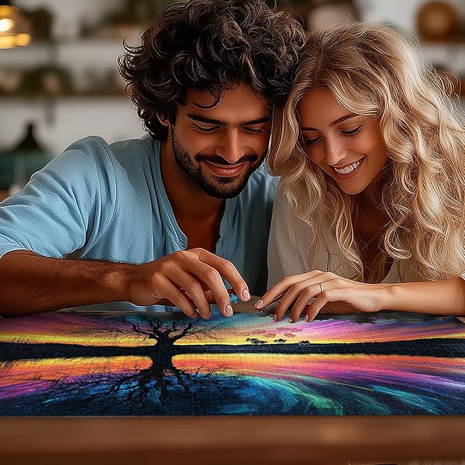Puzzles for Adults 1000 Pieces - Tree of Life Aurora Jigsaw Puzzles - 1000 Pieces Puzzles with Letters on Back - Hard Challenging 1000 Piece Puzzle for Gift - 27.6x20.5 inch, 1:1 Poster