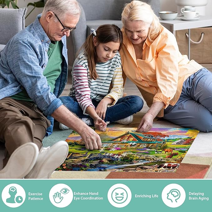 Jigsaw Puzzles for Adults 500 Pieces, Country Life Puzzle Interlock Perfectly Letter on Back No Dust, Challenging Puzzle Home Decor Birthday Party Gift Toy for Men Women Olders Seniors (21 x 15 in)