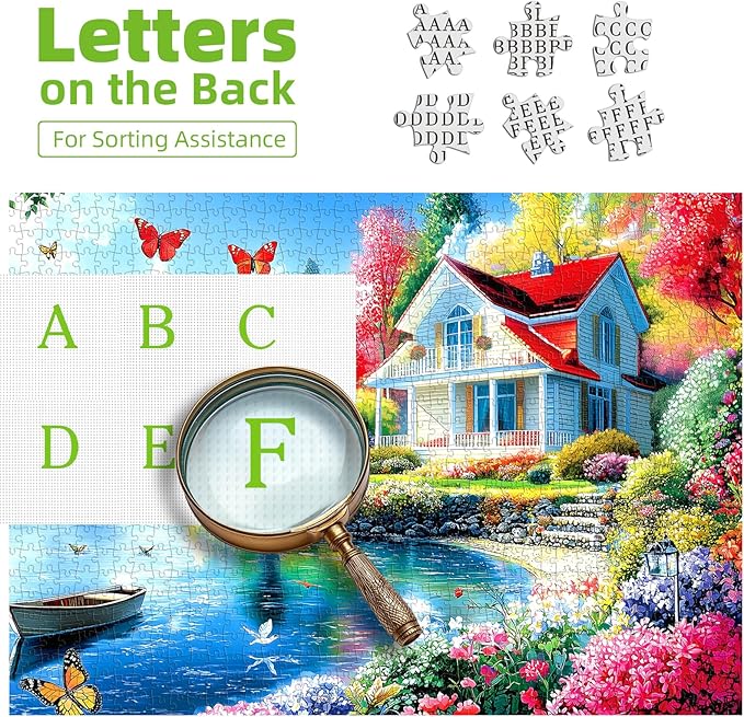 Puzzles for Adults 1000 Pieces, Lakeside Villa Impossible Hard Difficult Challenging Puzzles for Adults, Landscape Jigsaw Puzzle for Family Games Gift, 27.5 x 19.7 inch