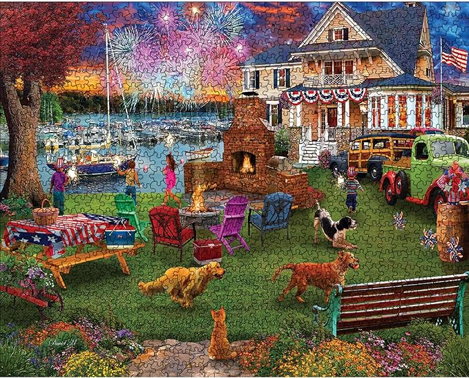 White Mountain 1000 Piece Jigsaw Puzzle Patriotic Summer Celebration Puzzles with Large Pieces for Adults and Family 24"x30" - 4th of July