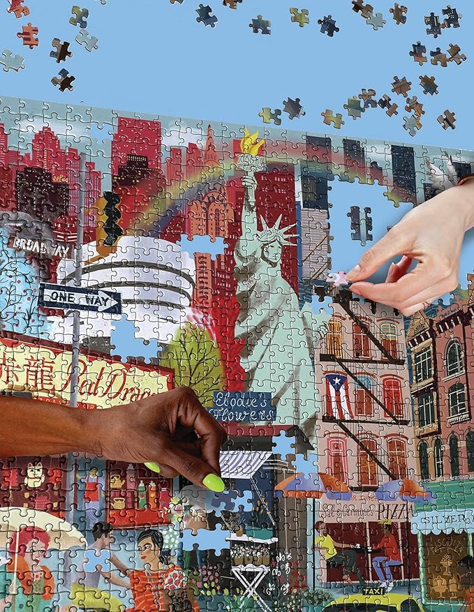 eeBoo 1000 Piece Puzzle - New York Life Jigsaw Puzzle for Adults, Square 23" x 23" Made with Recycled Board & Vegetable-Based Ink