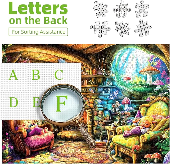 Elf Mushroom House 1000 Piece Puzzle for Adults, Fun Puzzles for Adults 1000 Pieces with HD Print Poster, 27.5" X 19.7" Dust Free, for Gifts Birthday Holiday Party Family Games Lovers
