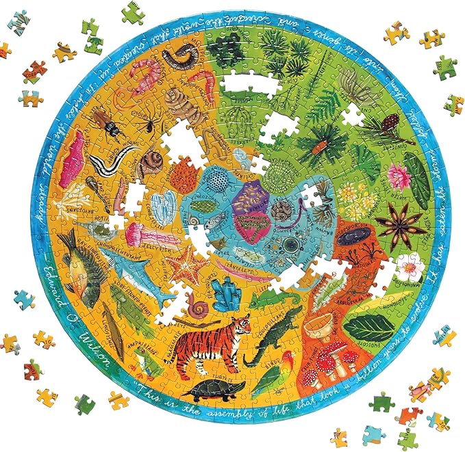eeBoo 500 Piece Puzzle - Biodiversity Jigsaw Puzzle for Adults, Circular with 23" Diameter Made with Recycled Board & Vegetable-Based Ink