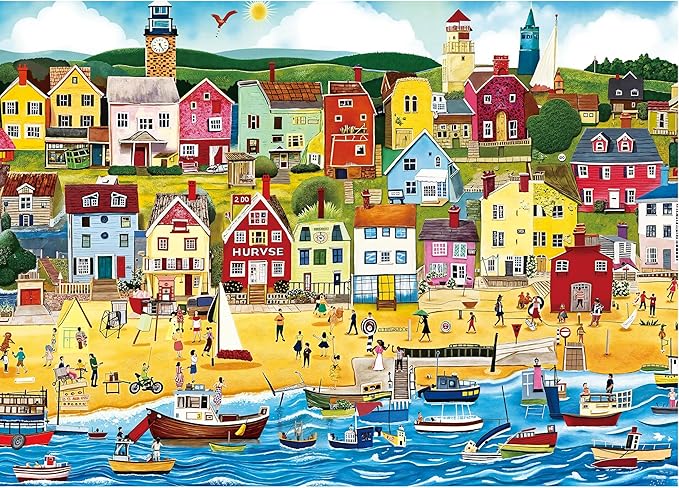 Puzzles for Adults 1000 Pieces - Jigsaw Puzzles Seaside City Beach - 1000 Pieces Puzzles with Letters on Back - Puzzle for Fun Game Nights 27.6x20.5 inch, 1:1 Poster