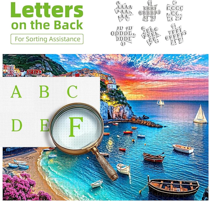 Cinque Terre Coastal Twilight 500 Piece Puzzle for Adults, Fun Puzzles for Adults 500 Pieces with HD Print & Poster, 23 * 15 Inch Dust Free, for Gifts Halloween Christmas Family Lovers