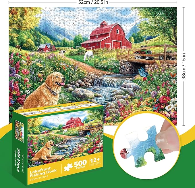 500 Piece Jigsaw Puzzle for Adults –Dog Nature Jigsaw Puzzles 500 Pieces, River Animal Puzzles for Adults 500 Pieces, Challenging Perfect for Game Nights, 20.5 X 15 in